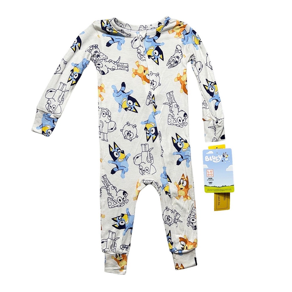Bluey Infant Unisex 12m‎ One Piece Pajamas Zip Front Viscose Bingo Snug Fit NWT